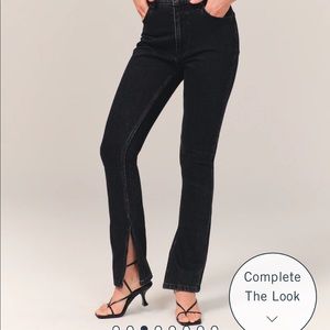 High Rise Skinny Jean - black - slit at bottom
